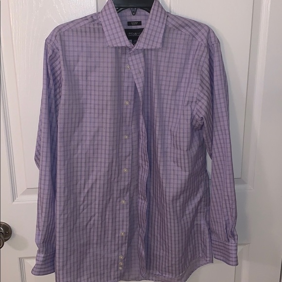 Men’s Purple Plaid Dress Shirt - Picture 1 of 2